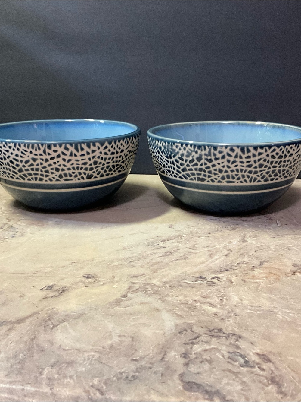 American Atelier Stoneware Bowls (2) Azure Blue